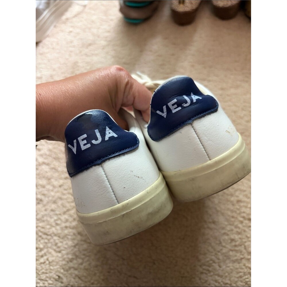 Veja Campo Leather White Orange Navy Sneakers Sz 8 - Picture 9 of 12